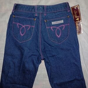 Sergio Valente Vintage New Blue Jeans with Pink Stitching Size 28